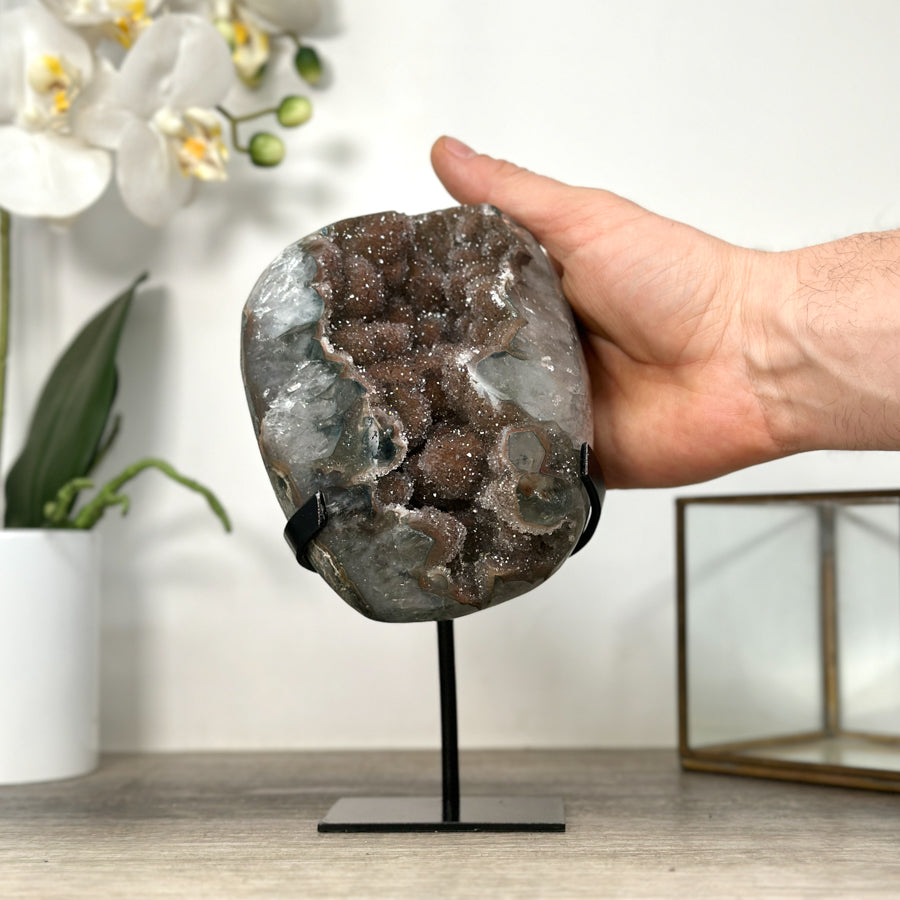 Zucker-Druzy-Geode mit dicht funkelnder Mikrostruktur