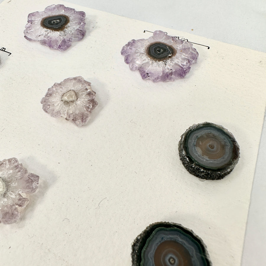 Amethyst-Achat-Stalaktiten-Scheiben mit konzentrischer Achat-Struktur