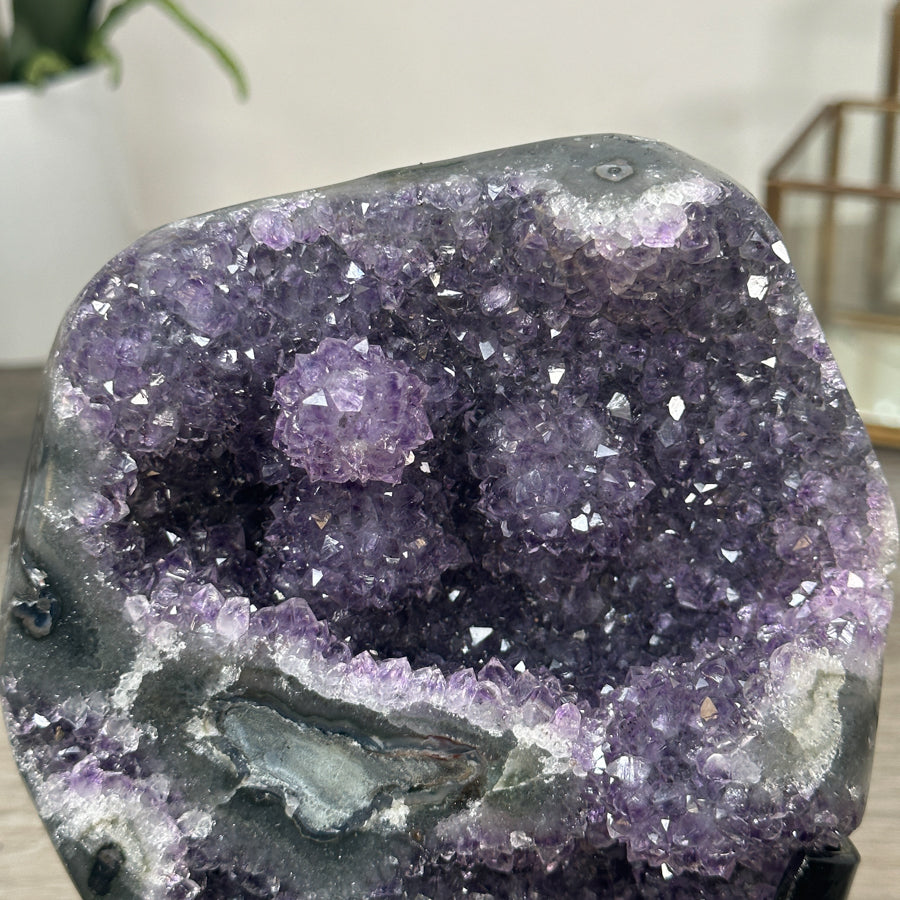 Amethyst-Cluster mit facettenreichen, violetten Kristallspitzen