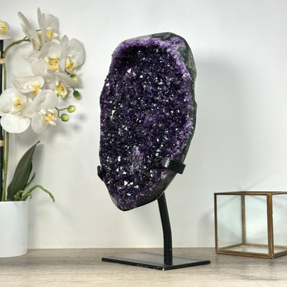 Amethyst-Geode XL mit weit geöffneter, funkelnder Kristallkammer