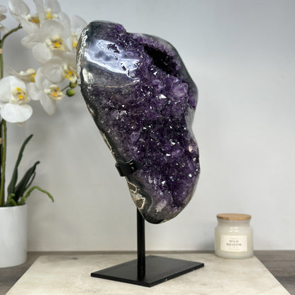 Amethyst-Kristallcluster groß mit dicht gewachsener Kristallstruktur, in exklusiver Premiumqualität