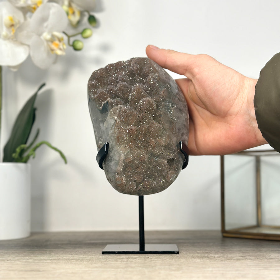 Zucker-Druzy-Kristallcluster mit kompakter Kristallstruktur
