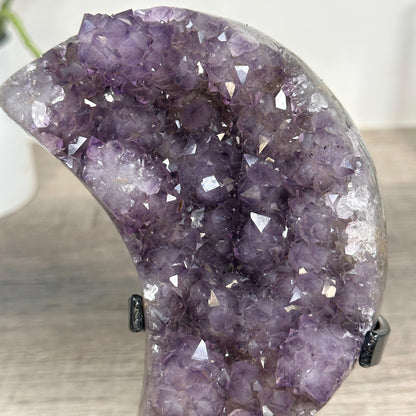 Amethyst-Kristallcluster in Mondform mit dichter Kristallstruktur