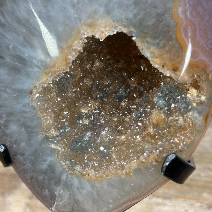 Quarz-Achat-Drusen-Geode mit gelber Druzy-Struktur