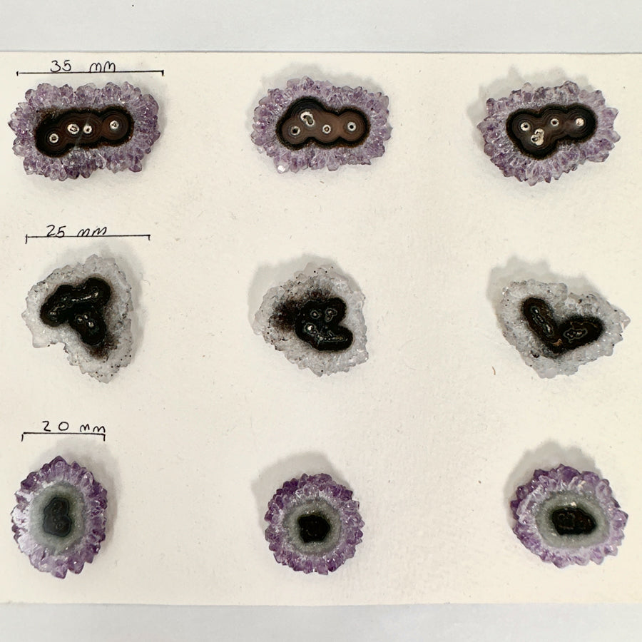 Amethyst-Quarz-Stalaktiten-Scheiben mit kristalliner Struktur