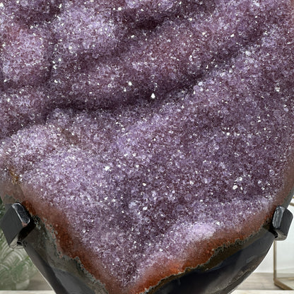 Lavendel-Amethyst-Cluster groß mit kontrastreicher Achat-Schale