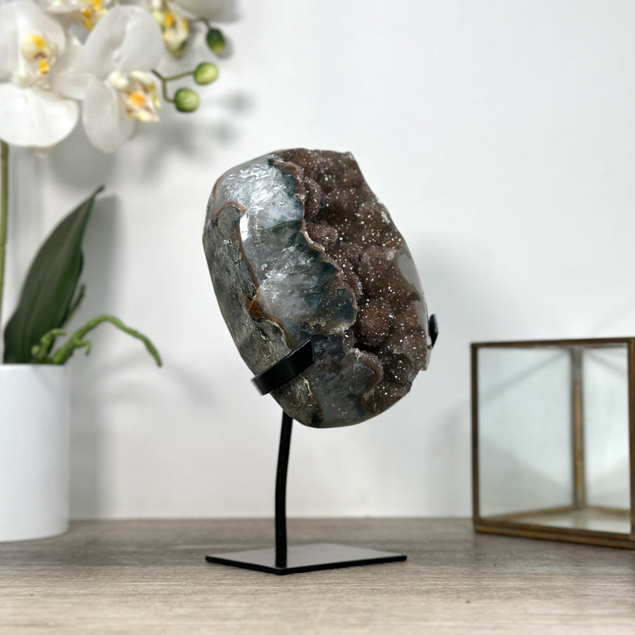 Zucker-Druzy-Geode mit dicht funkelnder Mikrostruktur