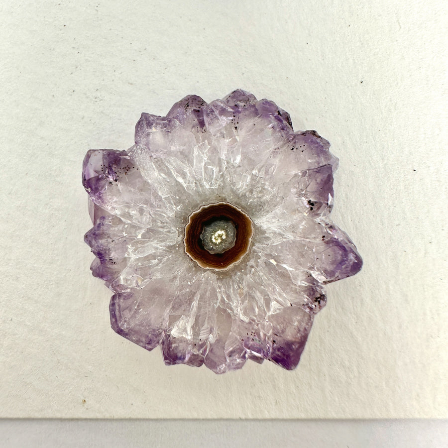 Amethyst-Quarz-Stalaktiten-Scheiben mit radialer Kristallstruktur
