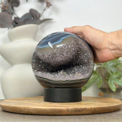 Achat-Quarz-Steinkugel mit Druzy-Struktur, in exklusiver Premiumqualität