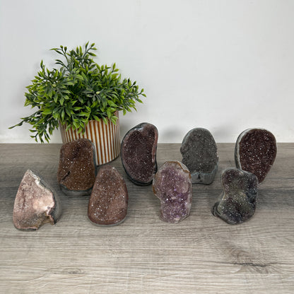 Mineralien-Kathedralen- und Drusen-Set 4-teilig, mit kristallreichen Drusenflächen