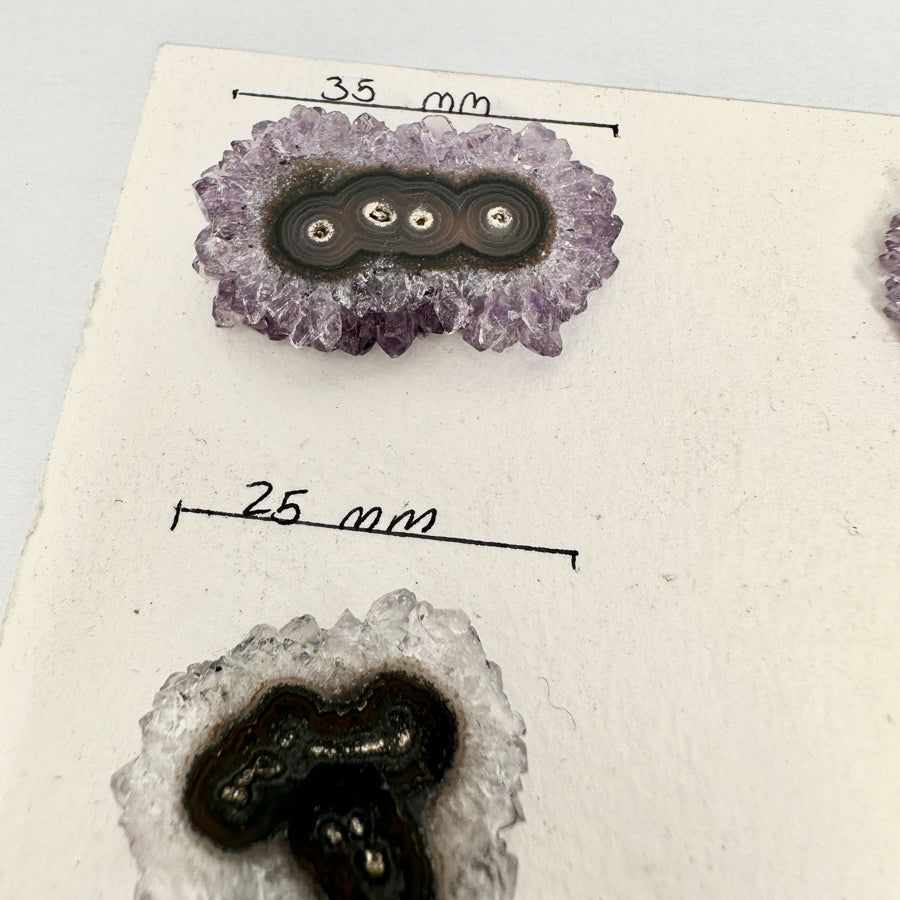 Amethyst-Quarz-Stalaktiten-Scheiben mit kristalliner Struktur
