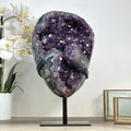 Amethyst-Geode XL mit Achat- und grüner Jaspis-Schale, in exklusiver Premiumqualität