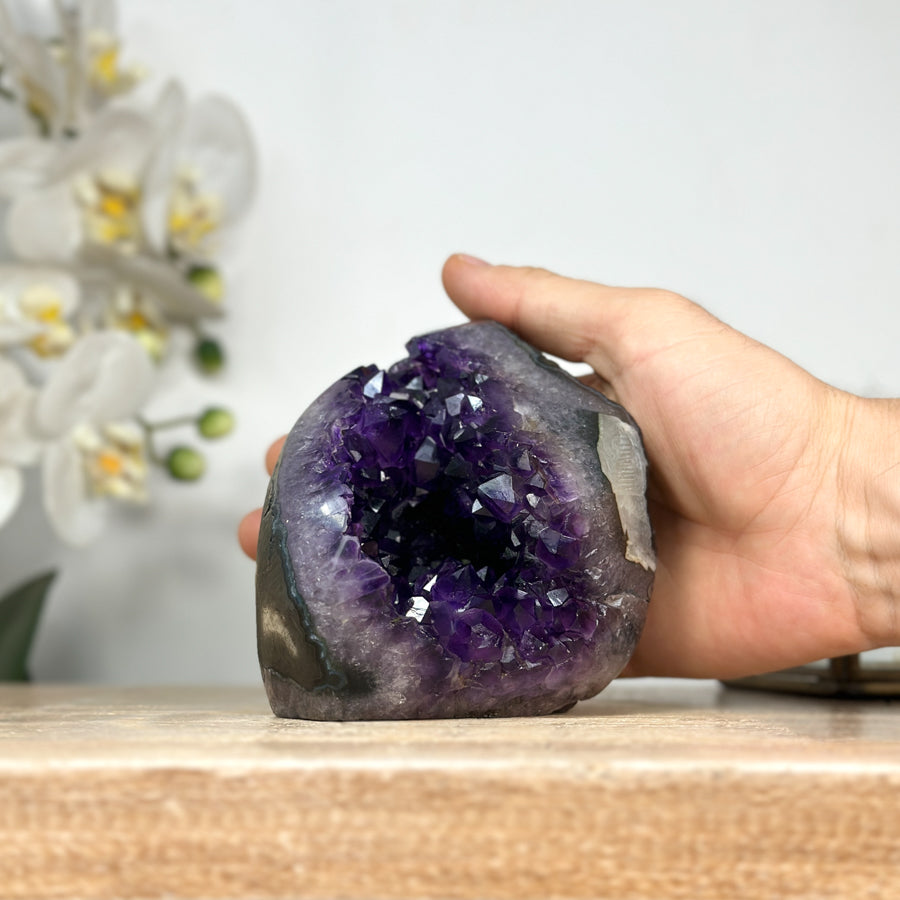 Amethyst-Geode mit violetter Kristallstruktur, in ausgewählter Spitzenqualität