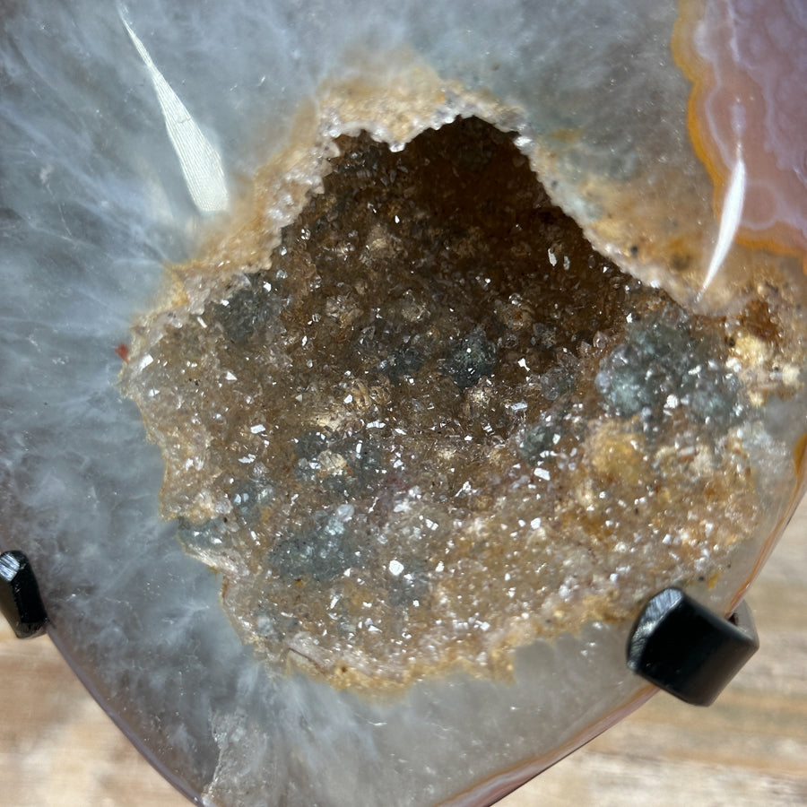 Quarz-Achat-Drusen-Geode mit gelber Druzy-Struktur