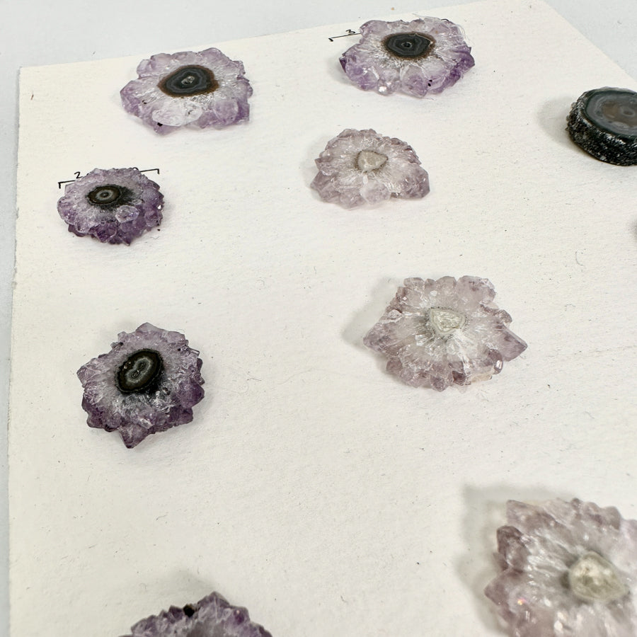 Amethyst-Achat-Stalaktiten-Scheiben mit konzentrischer Achat-Struktur