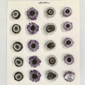 Amethyst-Stalaktiten-Scheiben mit radialer Kristallstruktur und violetter Farbzone