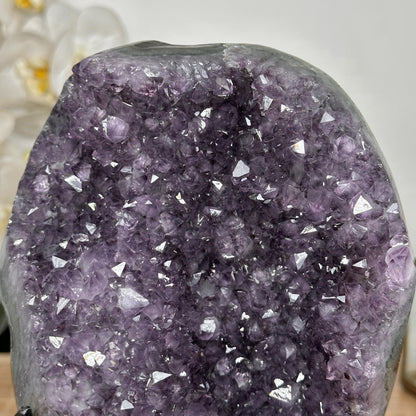 Amethyst-Kristallcluster mit dicht gewachsener Spitzenzone, in ausgewählter Spitzenqualität