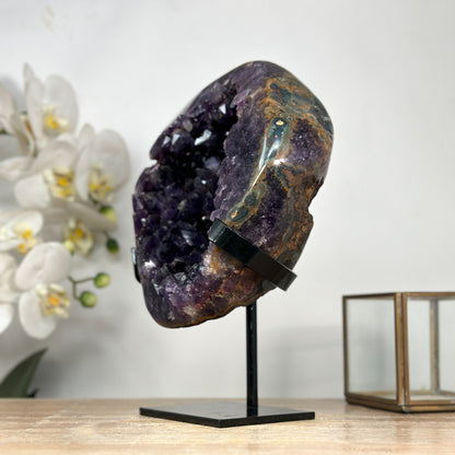 Amethyst-Cluster mit groß gewachsener, tiefvioletter Kristallzone