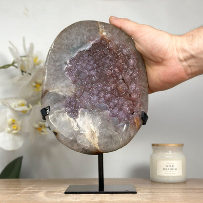 Amethyst-Zucker-Druzy mit elegant roséfarbener Kristallstruktur