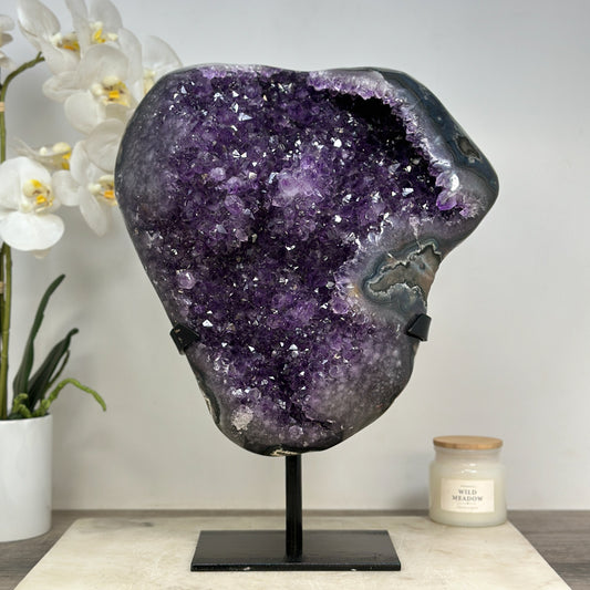Amethyst-Kristallcluster groß mit dicht gewachsener Kristallstruktur, in exklusiver Premiumqualität