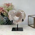 Rosa Zucker-Amethyst-Kristallherz mit fein funkelnder Druzy-Oberfläche