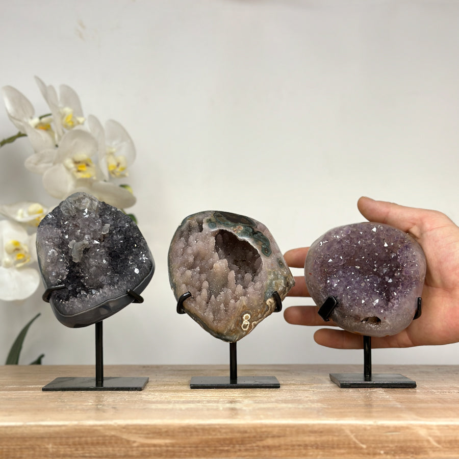 Kristallenskulpturen-Set 6-teilig, mit vielschichtiger Kristallstruktur und natürlicher Mineralvielfalt