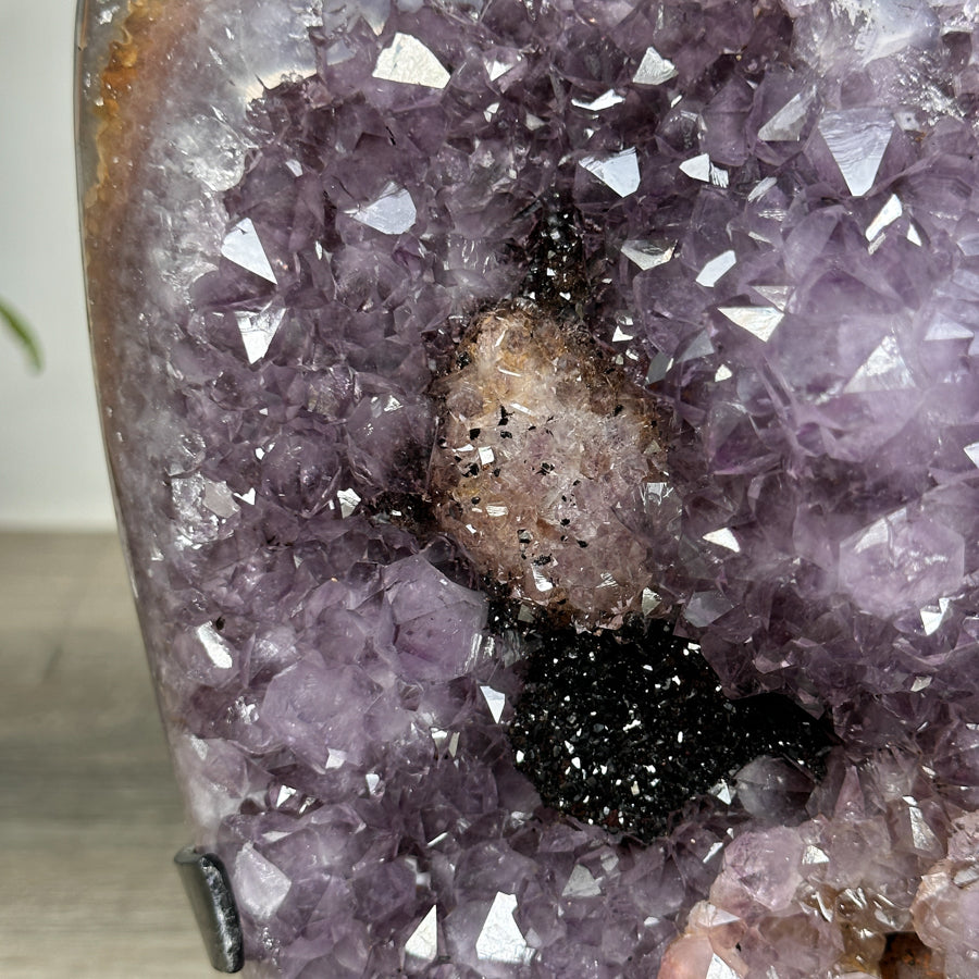 Amethyst-Cluster mit schwarzer Hämatitformation