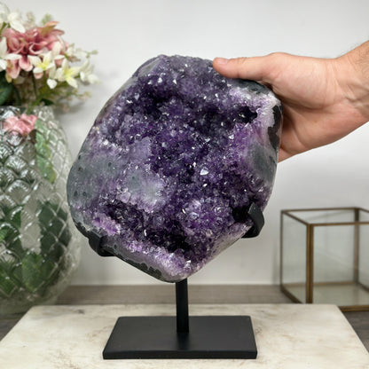 Amethyst-Geode mit außergewöhnlicher Kristallformation und plastischer Struktur, in exklusiver Premiumqualität