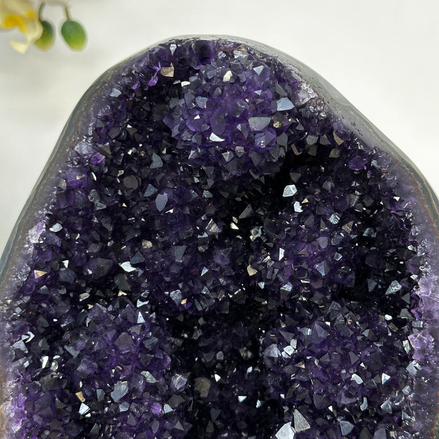 Amethyst-Geode mit purpurner, klar definierter Kristallhöhle