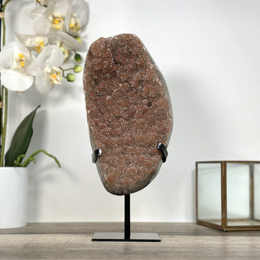 Zuckerquarz-Kristallcluster mit fein funkelnder, drusiger Oberfläche