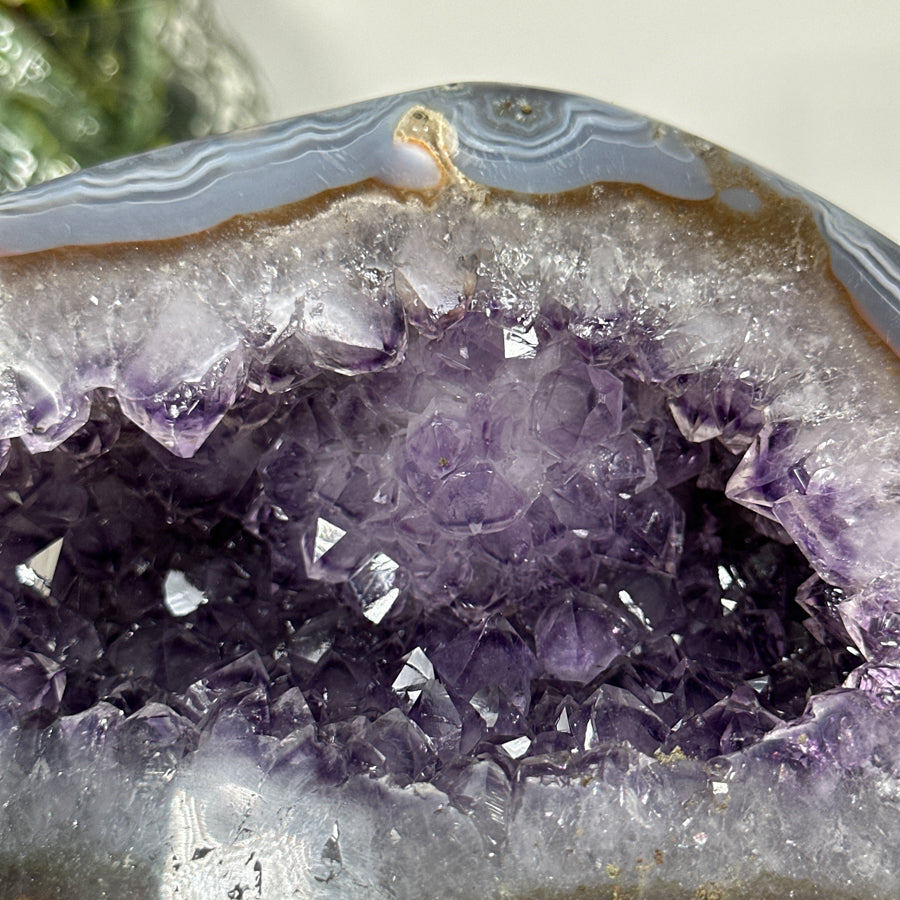 Amethyst-Achat-Geode mit fein kristallisierter Druzy-Struktur