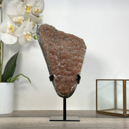 Zuckerquarz-Kristallcluster mit warm leuchtender, orangefarbener Tönung