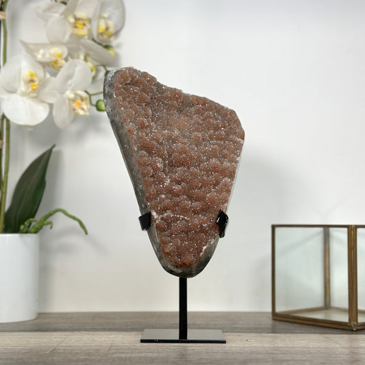 Zuckerquarz-Kristallcluster mit warm leuchtender, orangefarbener Tönung