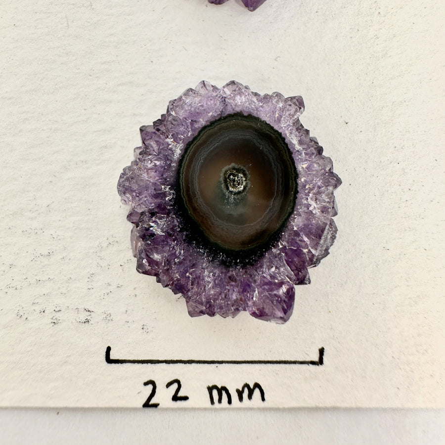Amethyst-Stalaktiten-Scheiben mit konzentrischer Kristallstruktur