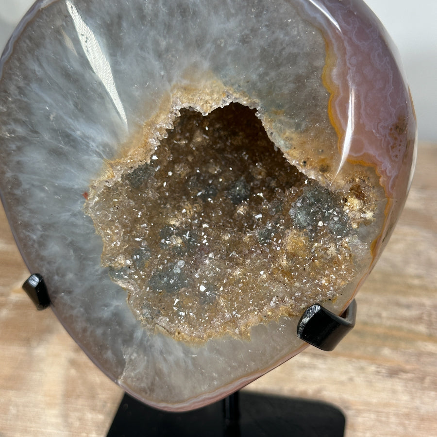 Quarz-Achat-Drusen-Geode mit gelber Druzy-Struktur