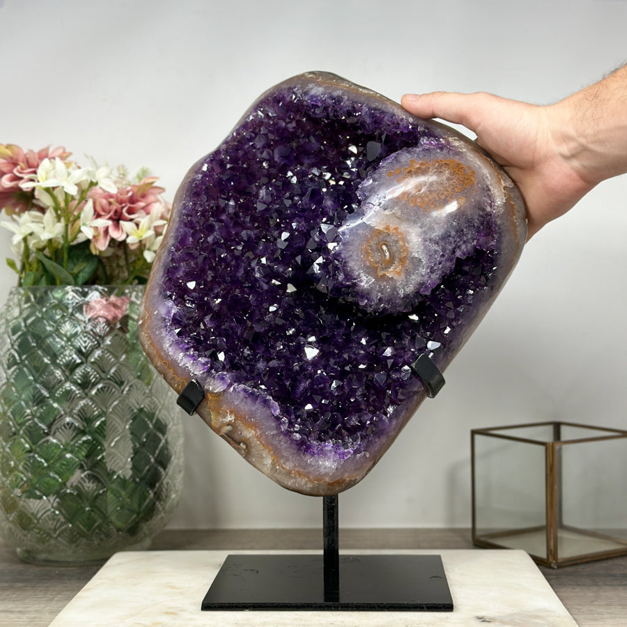 Amethyst-Quarz-Cluster mit seltener Doppel-Kristallisation, in exklusiver Premiumqualität