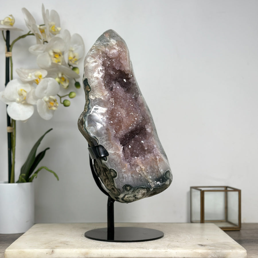 Quarz-Geode XXL mit markanter Kristallformation, in exklusiver Premiumqualität