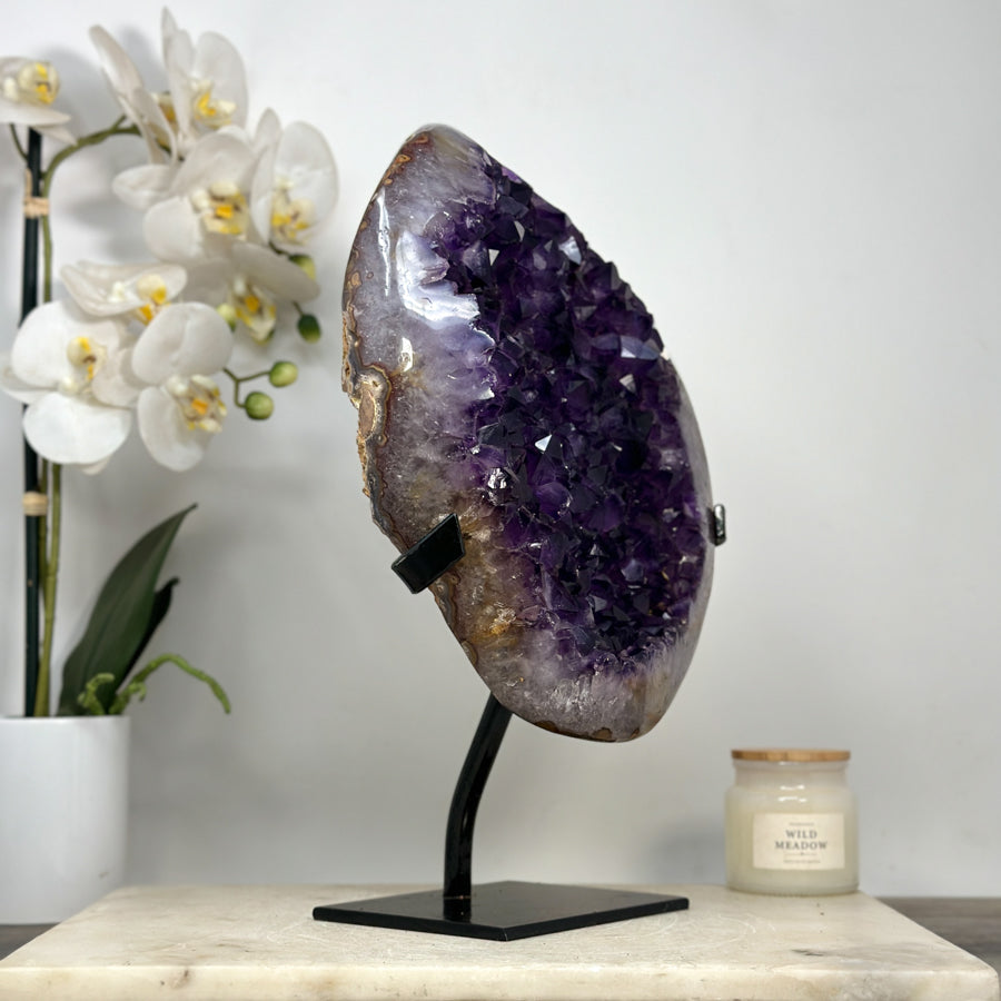 Amethyst-Kristallcluster groß mit ausgewogener Kristallstruktur, in exklusiver Premiumqualität