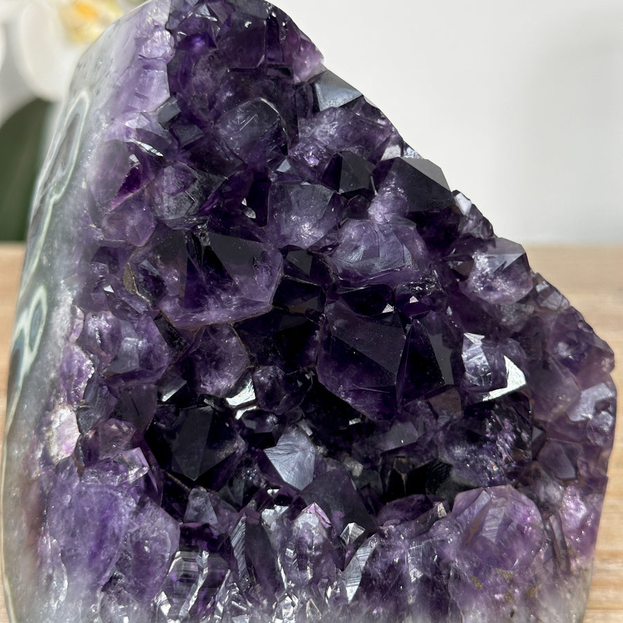 Amethyst-Kathedrale mit großformatigen, tiefvioletten Kristallspitzen, in ausgewählter Spitzenqualität