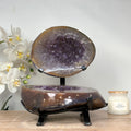 Achat-Amethyst-Geode 2-teilig mit natürlicher Kristallkammer, in ausgewählter Spitzenqualität