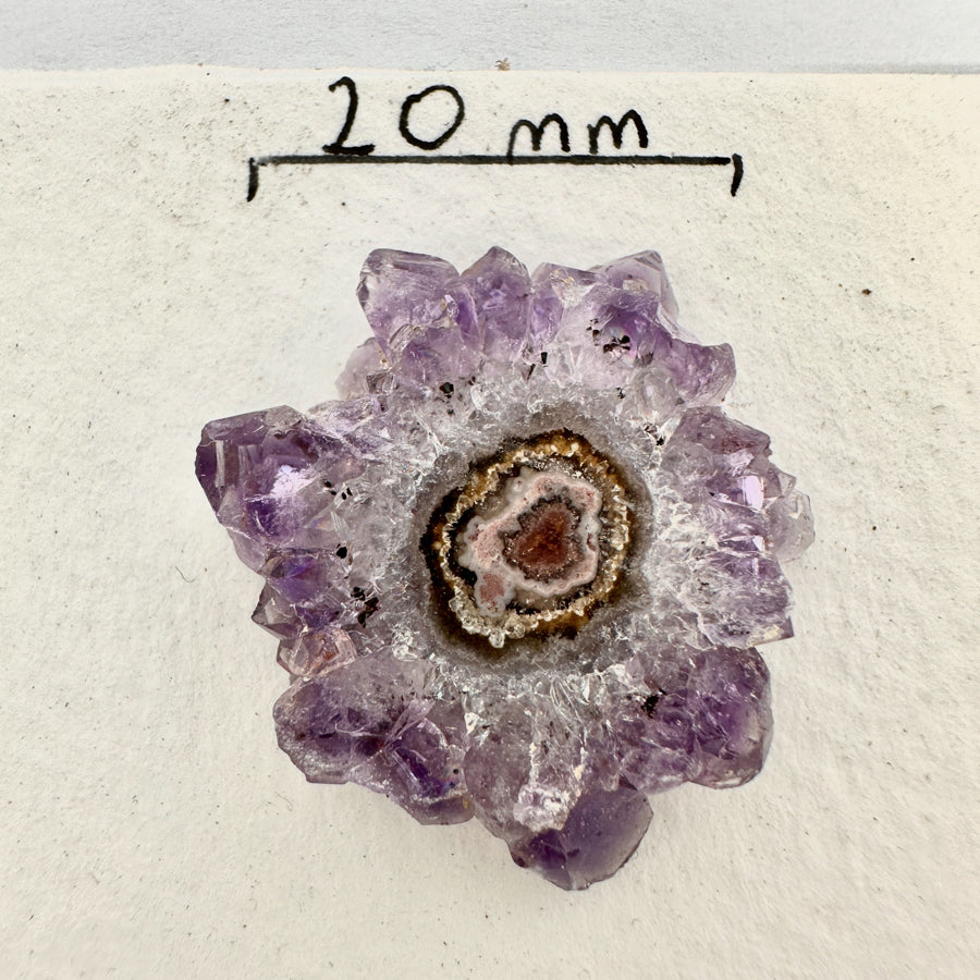 Amethyst-Jaspis-Quarz-Stalaktiten-Scheiben mit konzentrischer Mineralstruktur