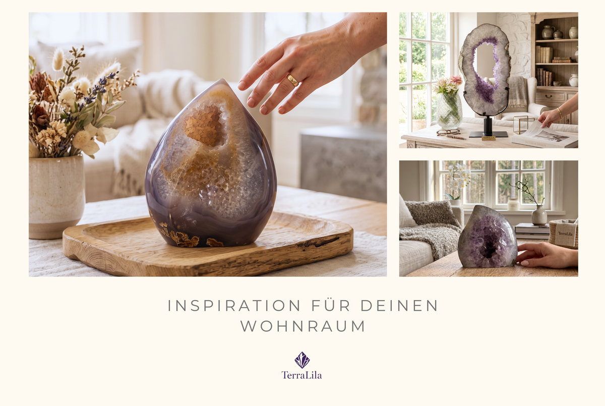 Achat-Quarz-Geoden-Flammenskulptur mit gebänderter Gesteinsstruktur