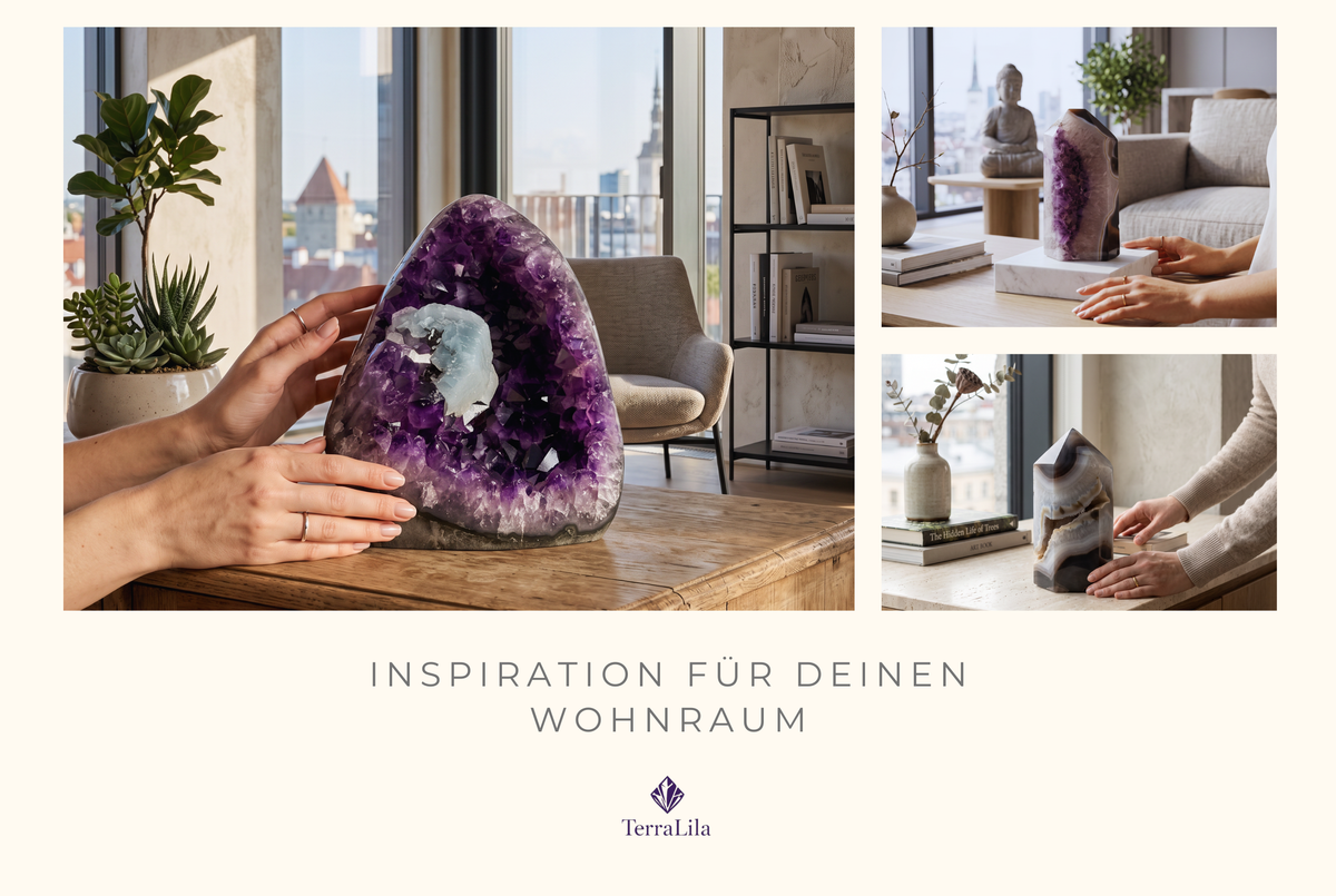 Amethyst-Achat-Obelisk  mit vielschichtiger Kristallstruktur