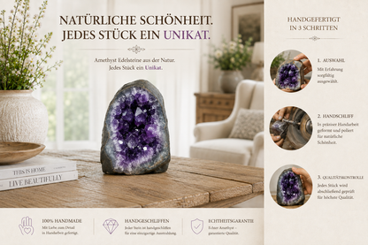 Achat-Quarz-Geoden-Flammenskulptur mit gebänderter Gesteinsstruktur