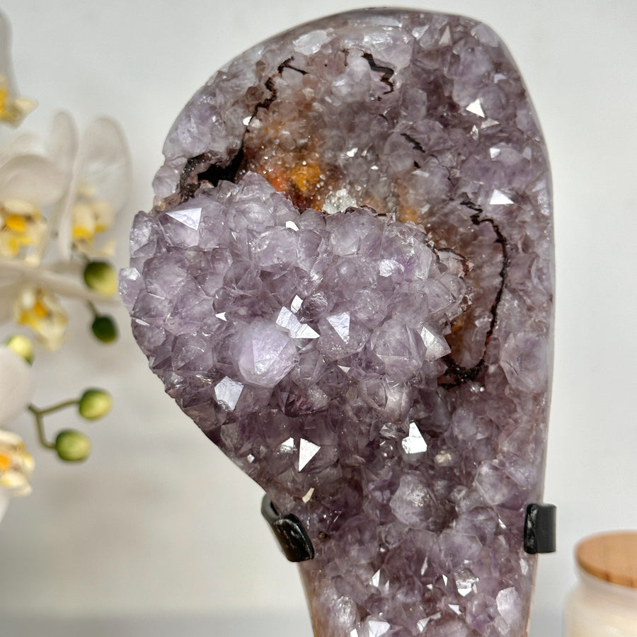 Amethyst-Matrix mit Doppel-Kristallisation und Kalzitbildung