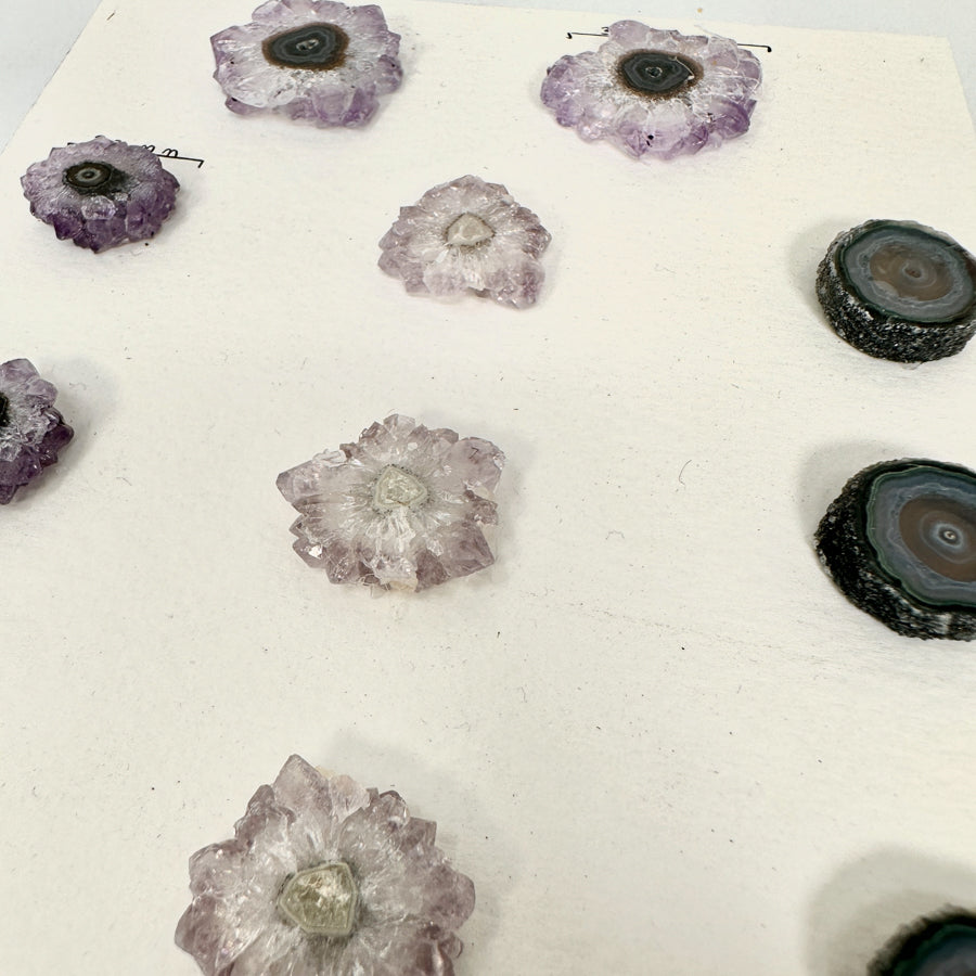Amethyst-Achat-Stalaktiten-Scheiben mit konzentrischer Achat-Struktur