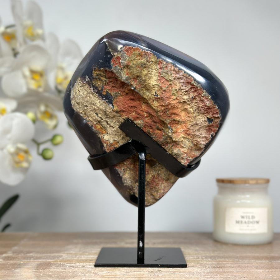 Amethyst-Cluster mit Achat- und Jaspis-Schale, in exklusiver Premiumqualität