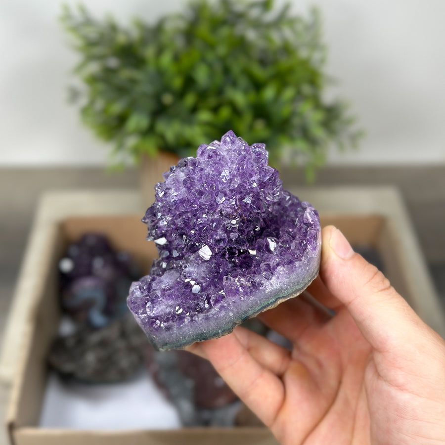 Mineralien-Ensemble mit funkelnden Mineralspitzen
