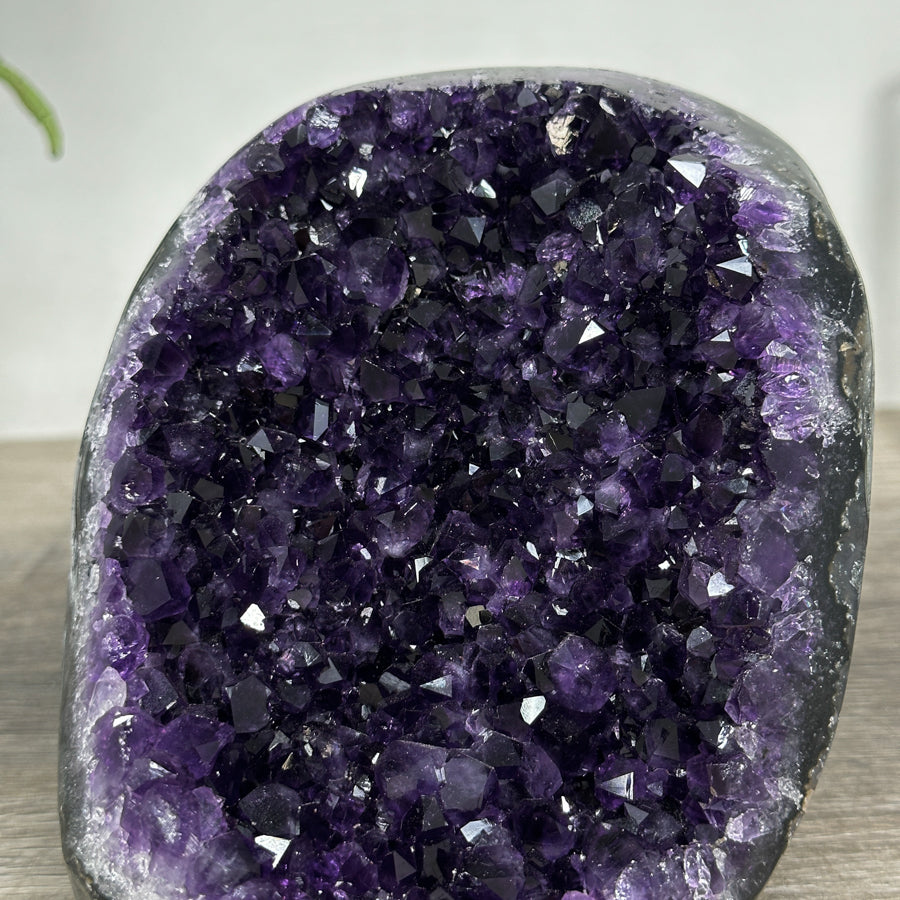Amethyst-Druse mit klar definierter, architektonischer Kristallkammer