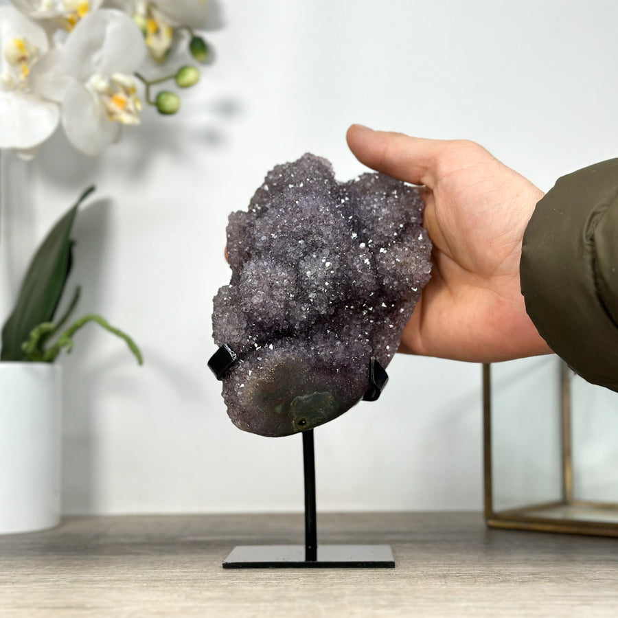 Amethyst-Stalaktiten-Cluster mit dicht gewachsener Tropfsteinbildung